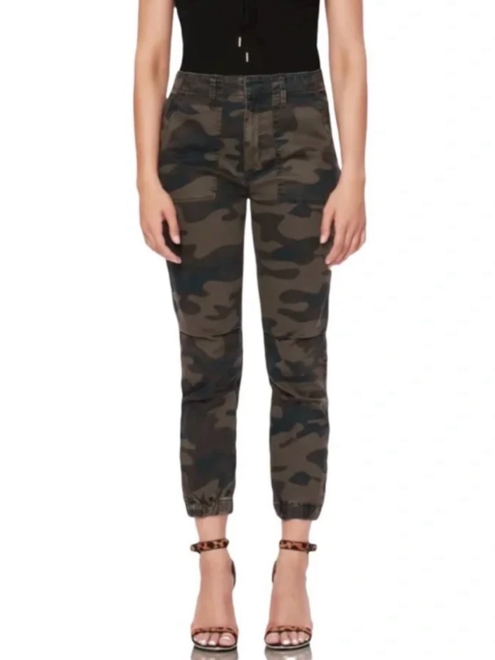 AFRM Camo Crop Ankle Jogger Pants High Rise Military Style size 26 Streetwear